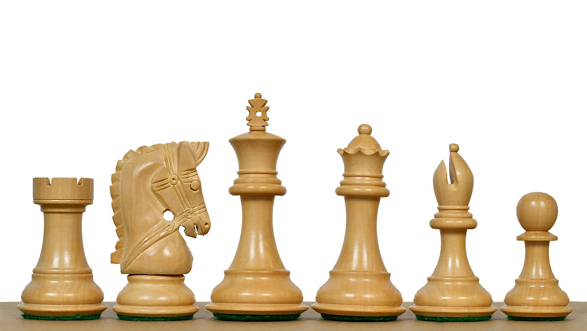 3.58" Bridle Series Wooden Chess Pieces in Ebony & Box Wood - 1200 Grams