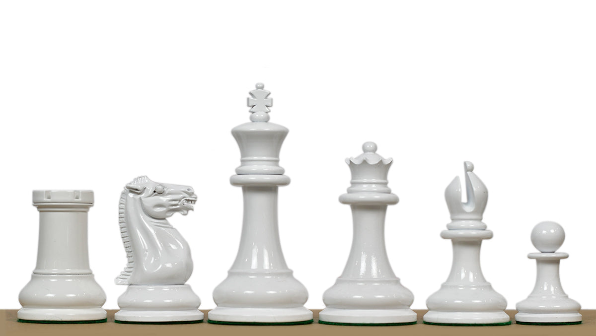 1849 Original Staunton Pattern Painted Chess Pieces (Lacquer Finished) Red Painted Crimson & Ivory White - 4.5" King