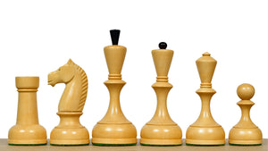 1950s' Botvinnik Tournament Soviet Era Chess Pieces in 4.4 inch King Ebonized Boxwood - 1480 Grams Weight