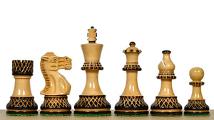 Burnt Blazed Series Handcarved (Lacquerd) Chess Pieces in Burnt Boxwood - 3.8" King