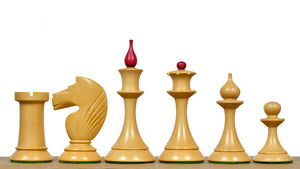 1950s' Soviet (Russian) Latvian Chess Pieces in Stained Crimson / Box Wood - 4.1" King - 1050 Grams