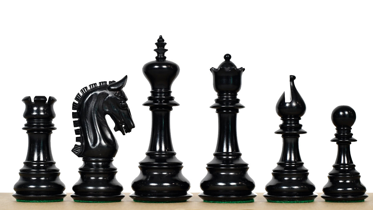 War Admiral Antiqued Chess Pieces – 4.4" King – Handcrafted Staunton Design in Ebony Wood & Antiqued Boxwood