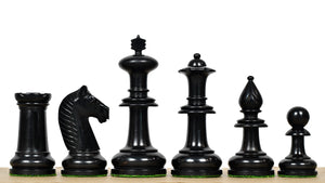 19th Century Antique Austrian Series Chess Pieces in Ebonized Boxwood & Antiqued Boxwood - 4.27" King - Colllector Chess