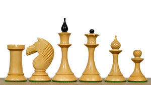 1950s' Soviet (Russian) Latvian (Queen's Gambit Series) Chess Pieces in Ebonized Boxwood & Natural Boxwood - 4.1" King