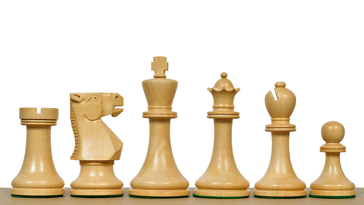 The Old Vintage English Staunton Series Chess Pieces in Ebonized wood & Boxwood - 3.8" King