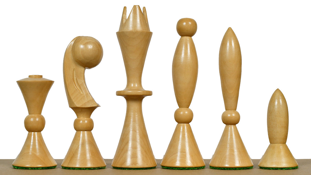 1958 ANRI Space Age Chess Pieces by Arthur Elliott in Sheesham & Box Wood - 4.25" King