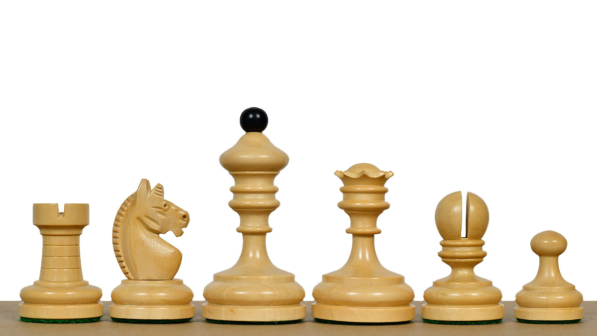 Vintage 1930 Knubbel Analysis Chess Pieces in Ebonized and Natural Boxwood - 3" King
