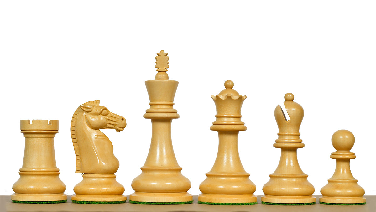 British Chess Company (BCC) Popular Staunton Double Collared Chess Pieces in Ebony & Boxwood - 4.2" King