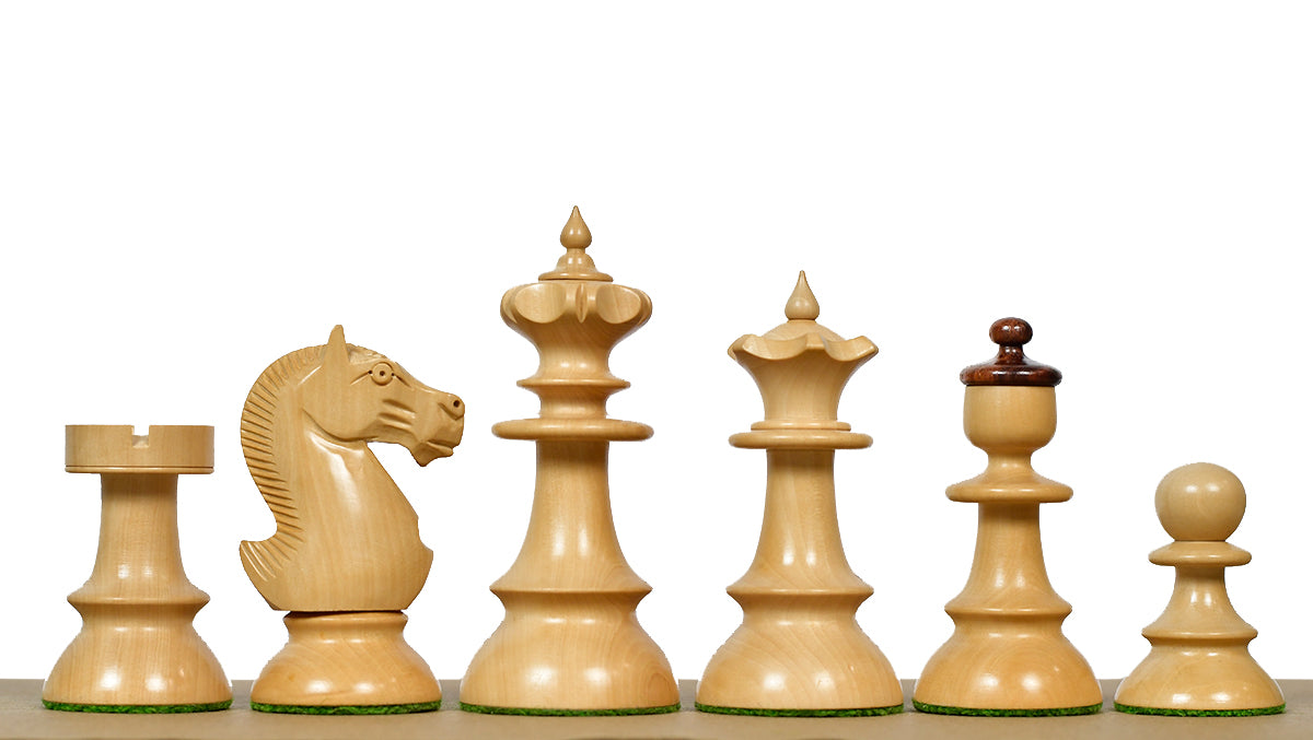 Vintage Series Original Austrian Coffee House Old Vienna Chess Pieces in Sheesham Wood and Boxwood V2.0- 3.75" King