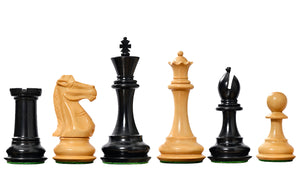 The Old Romeo Staunton Series Weighted Chess Pieces in Ebony & Box Wood - 3.8" King