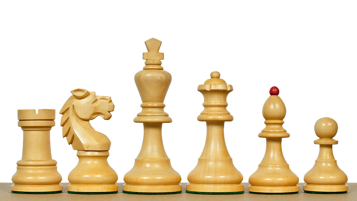 Special Edition Reproduced Vintage 1950's Circa Bohemia Staunton Series German Chess Pieces in Stained Crimson Boxwood - 3.89" King
