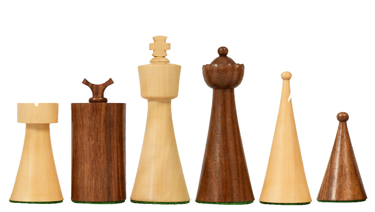 1940s Art Deco Series Weighted Chess Pieces Sheesham and Boxwood -3.8" King