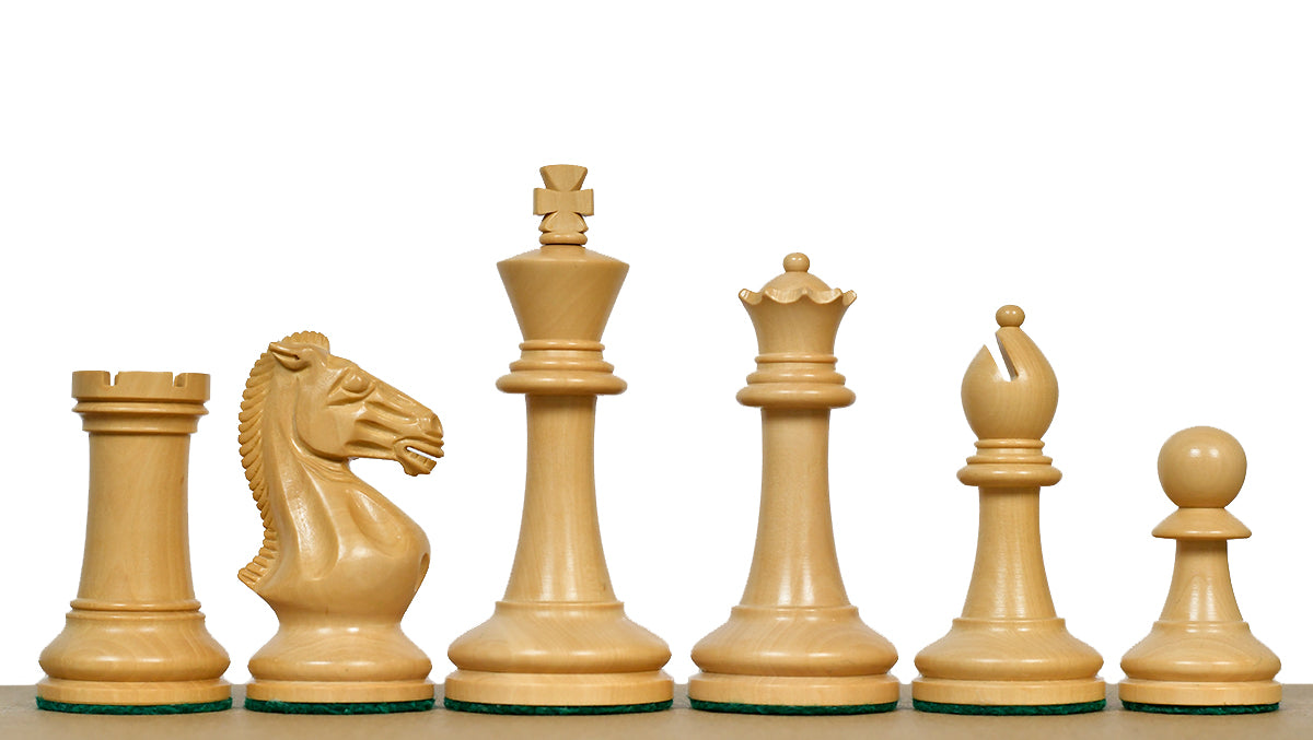 GM Blitz Edition Staunton Series Chess Pieces in Ebony Wood & Natural Boxwood - 3.75" King