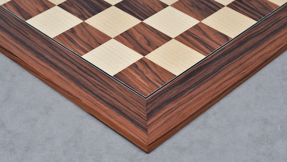 The Soviet Era 1950s' Botvinnik Tournament Weighted Chess Pieces in Sheesham & Boxwood 4.4 inch King - With Santos Palisander pr & Sycamore Chess Board