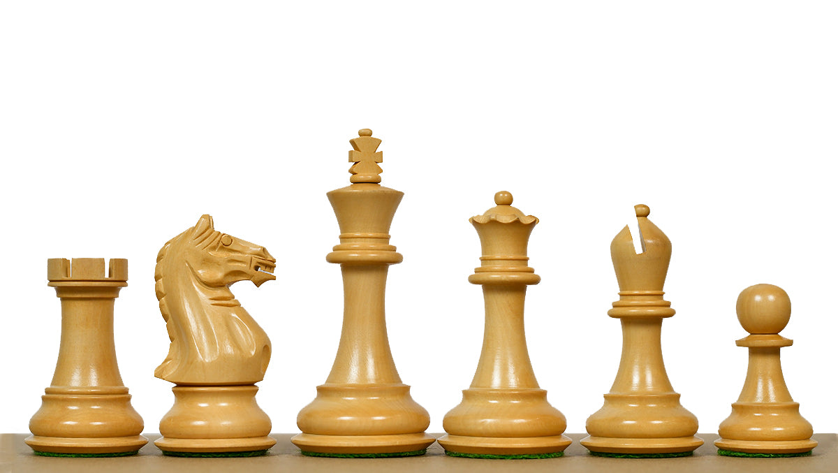 The 4 Inch Supreme Series (The Queen’s Gambit) Staunton Weighted Chess Pieces in Black Ebonized Wood & Boxwood - 1100 grams
