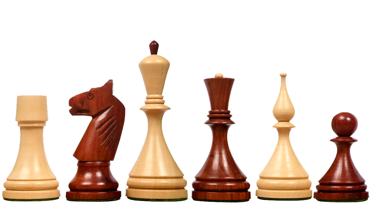 Reproduced 1961 Soviet Championship Baku Chess Pieces in Bud Rosewood & Boxwood - 4” King