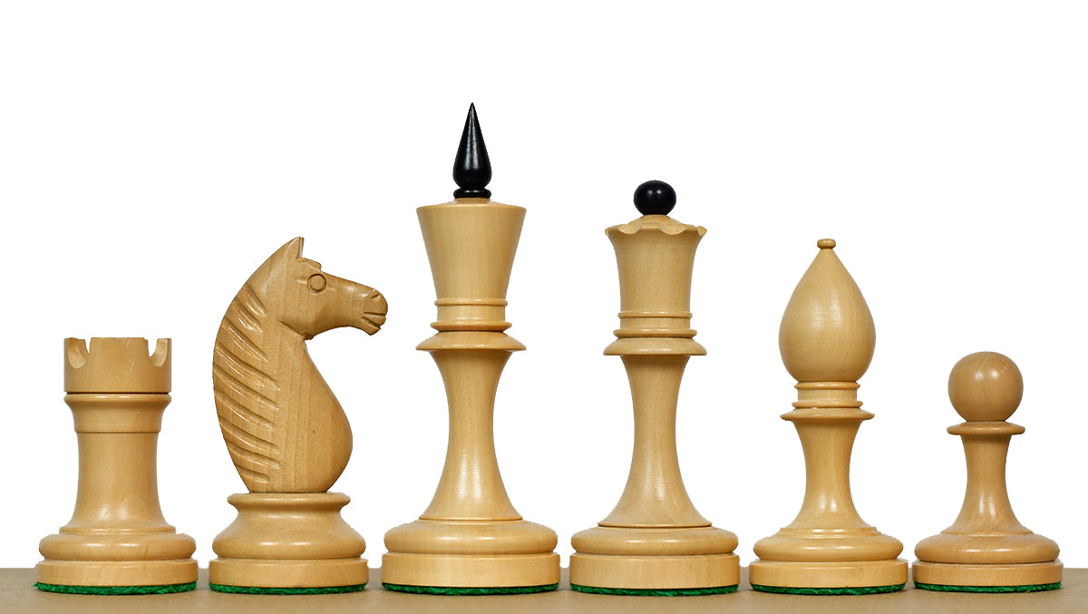 The Repro of Averbakh 1949 Moscow Chess Championship Chess Pieces in Ebonized & Boxwood 4.20 inch King - 1130 Grams Weight