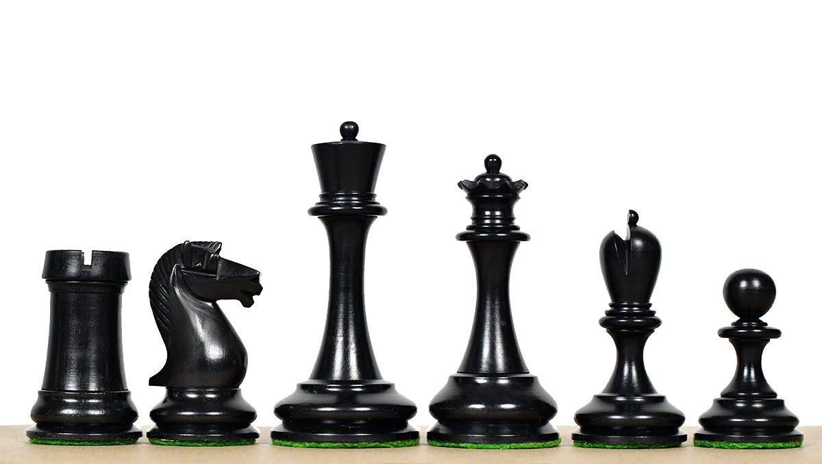 Reproduced B & Co 1860s Antique Chess Pieces in Ebony / Antiqued Box wood - 3.9" King