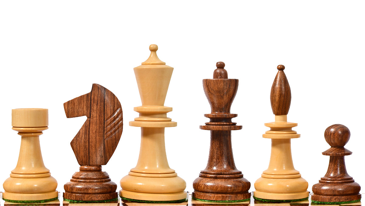 Hungarian Chess Pieces in Sheesham Wood & Natural Boxwood - 3.9" King