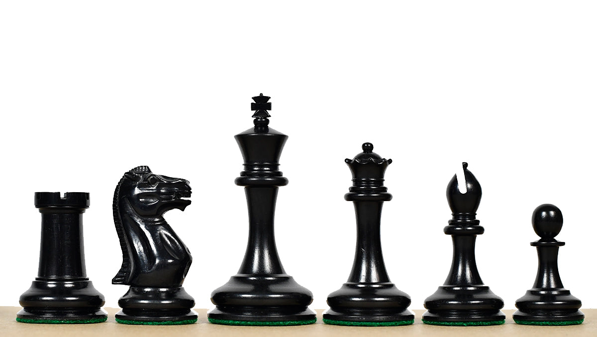 The 1849 Cooke Type 2 Jaques Staunton Weighted 3.5 inch King Chess Pieces in Ebony wood and Vintage Antique Boxwood - 1100 Grams Weight