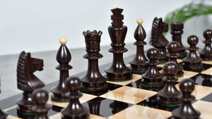 Romanian-Hungarian National Tournament Weighted Chess Pieces in Indian Rosewood & Natural Boxwood - 3.8" King