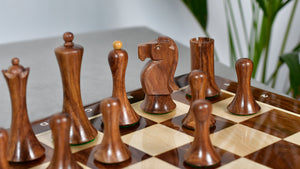 Minimalist Soviet-Style Chess Pieces In Sheesham & Boxwood - 3.7” King