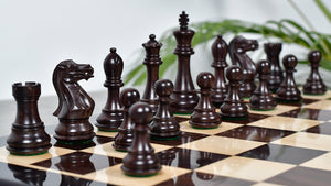 4.0" Desert Gold Staunton Series Wooden Chess Pieces in Rosewood & Box Wood - 1300 Grams