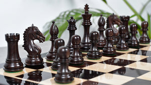 Derby Knight Staunton Weighted Chess Pieces in Rosewood & Boxwood - 4.1" King