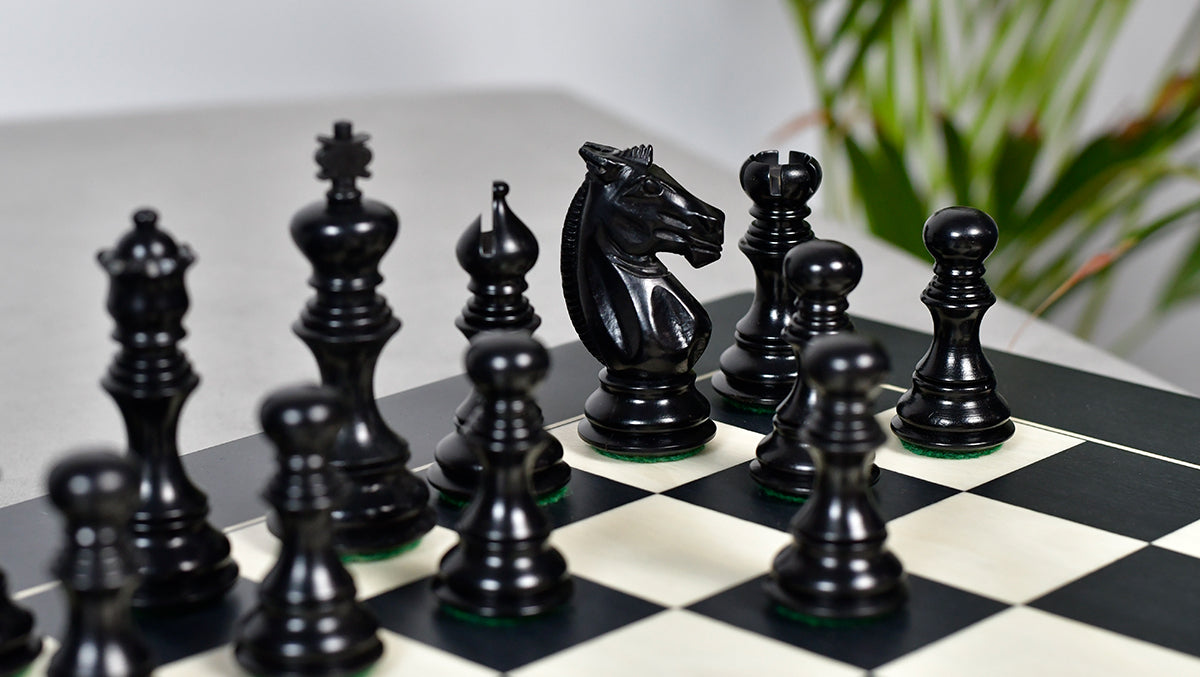 Meghdoot Staunton Series Wooden Chess Pieces in Ebony & Box Wood - 3.2" King
