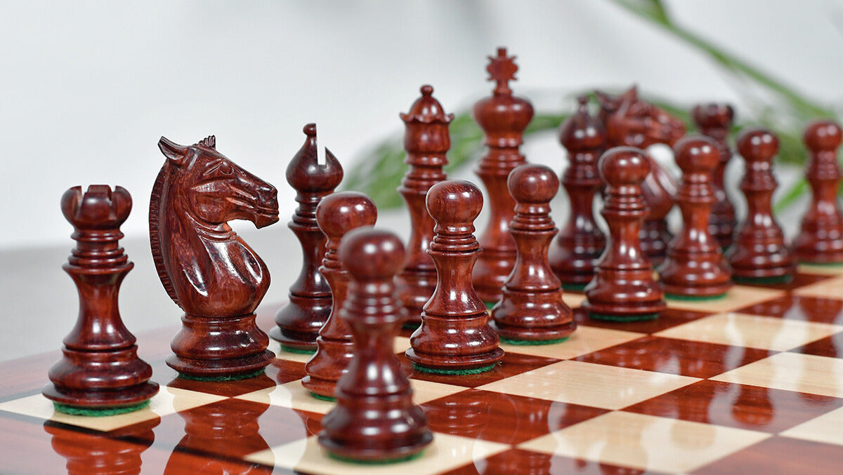 Meghdoot Staunton Series Wooden Chess Pieces in Bud Rosewood & Boxwood - 3.2" King