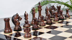 American Bridle Triple-Weighted Chess Pieces with Extra Queen - Handcrafted in Rosewood & Boxwood 4.2" King