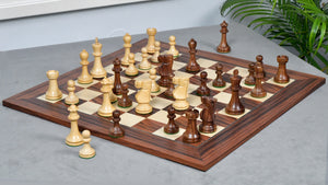 Old Vintage English Staunton Series Chess Pieces in Sheesham & Bowood - 3.8" King