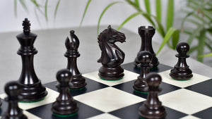 Fierce Knight (Queens's Gambit Series) Staunton Wooden Chess Pieces in Indian Ebonized Wood & Box Wood - 3.5" King