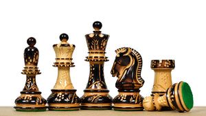 1950s' Fischer Dubrovnik Chess Pieces Set (Lacquerd) Finished Burnt & Natural Box Wood - 3.7" King