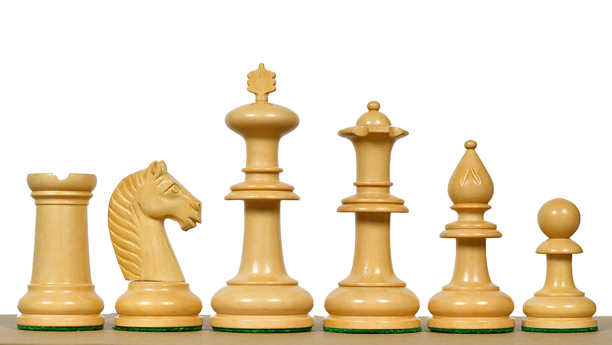 19th Century Antique Austrian Series Hand Crafted Chess Pieces in Ebonized & Boxwood - 4.2" King