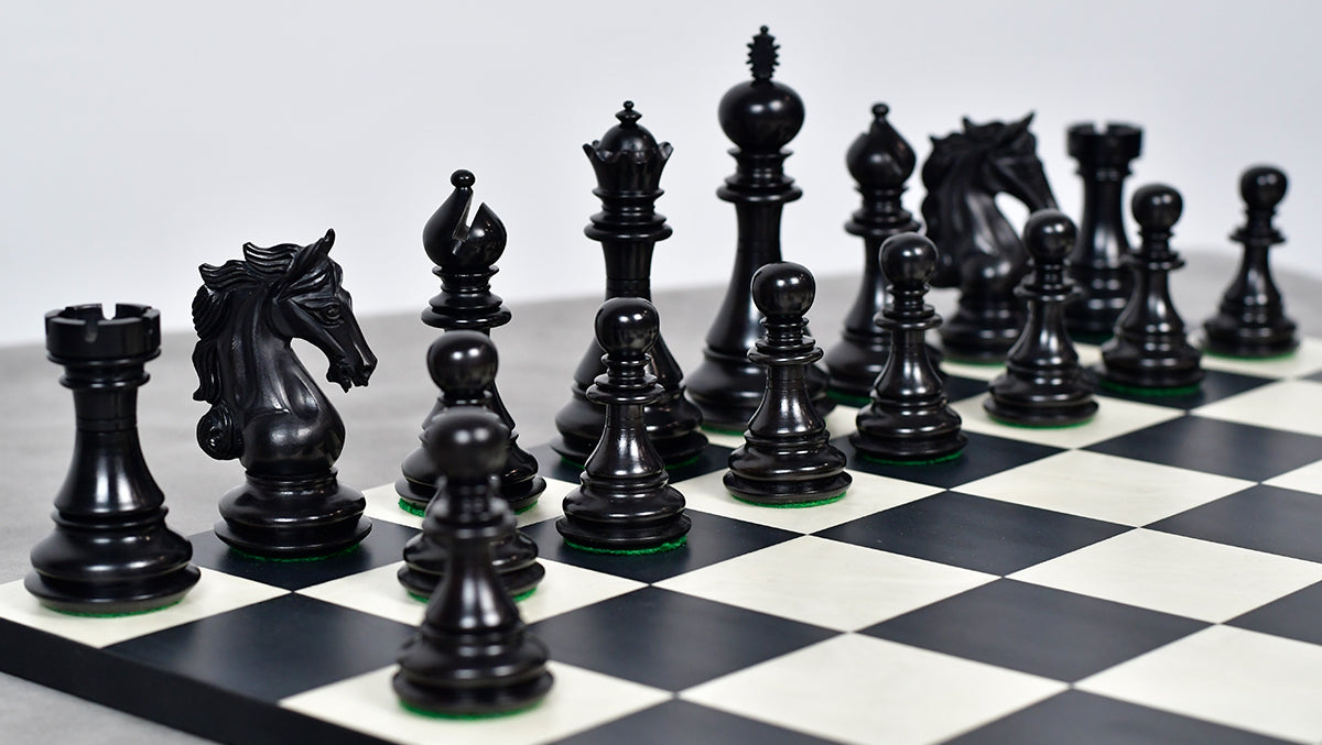 The Shera Series Staunton Triple Weighted Chess Pieces V2.0 in Ebony / Box Wood - 4.5" King