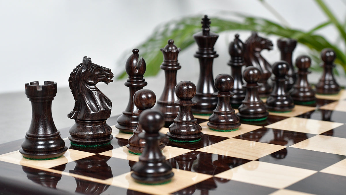 Fierce Knight (The Queen's Gambit) Staunton Wooden Chess Pieces in Indian Rosewood & Box Wood - 3.5" King