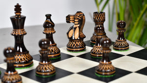 Burnt Blazed Series Handcarved (Lacquerd) Chess Pieces in Burnt Boxwood - 3.8" King
