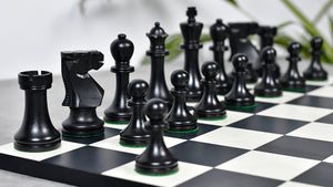 The Old Vintage English Staunton Series Chess Pieces in Ebonized wood & Boxwood - 3.8" King