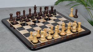 The Leningrad Club-Sized Wooden Chess Pieces in Indian Rosewood & Boxwood- 4.0" King