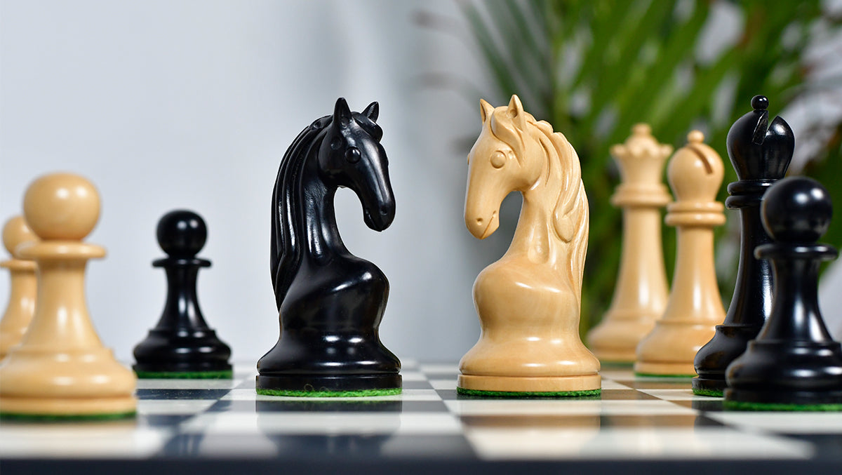 Reproduced 1963-1966 Piatigorsky Cup Chess Pieces in Ebony / Boxwood - 4.2" King