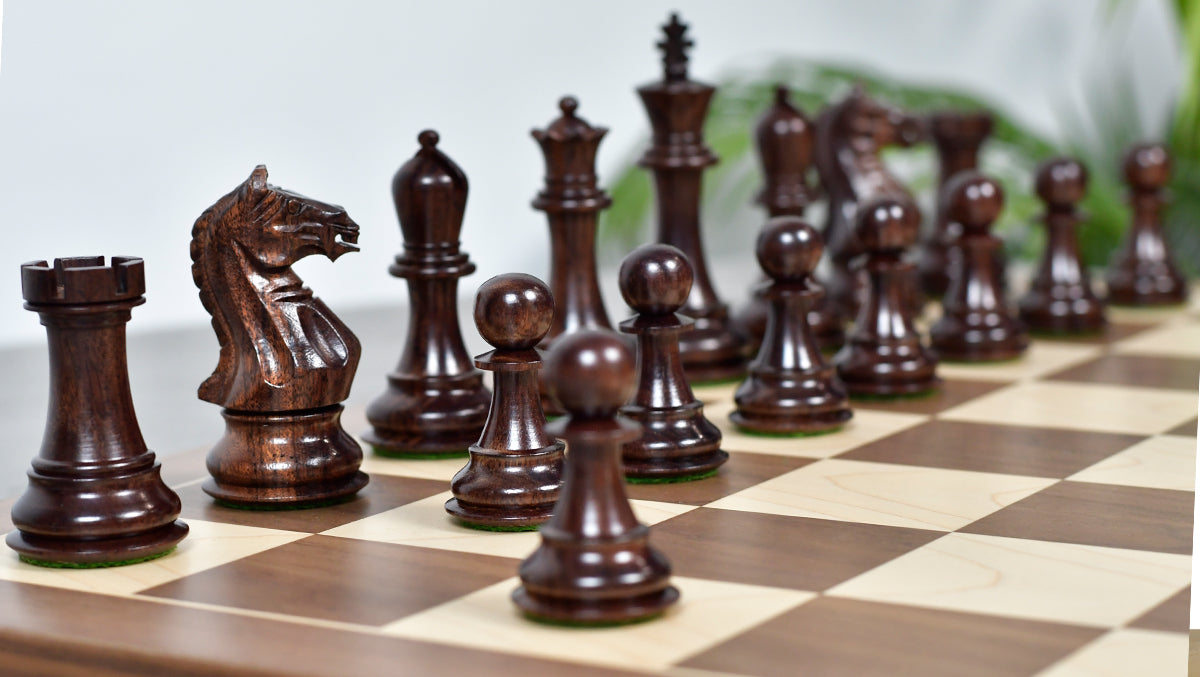 The Supreme Series (The Queens's Gambit) Staunton Weighted Chess Pieces in Acacia Wood & Indian Boxwood 4 inch King - 1400 GMS