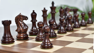 The Supreme Series (The Queens's Gambit) Staunton Weighted Chess Pieces in Acacia Wood & Indian Boxwood 4 inch King - 1400 GMS