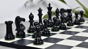 The Old Romeo Staunton Series Weighted Chess Pieces in Ebony & Box Wood - 3.8" King
