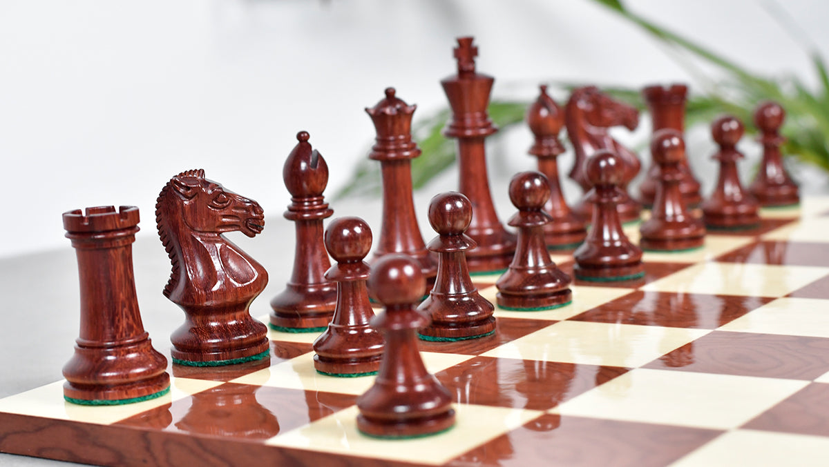 The GM Blitz Edition Staunton Series Chess Pieces in Bud Rosewood & Box Wood - 3.75" King