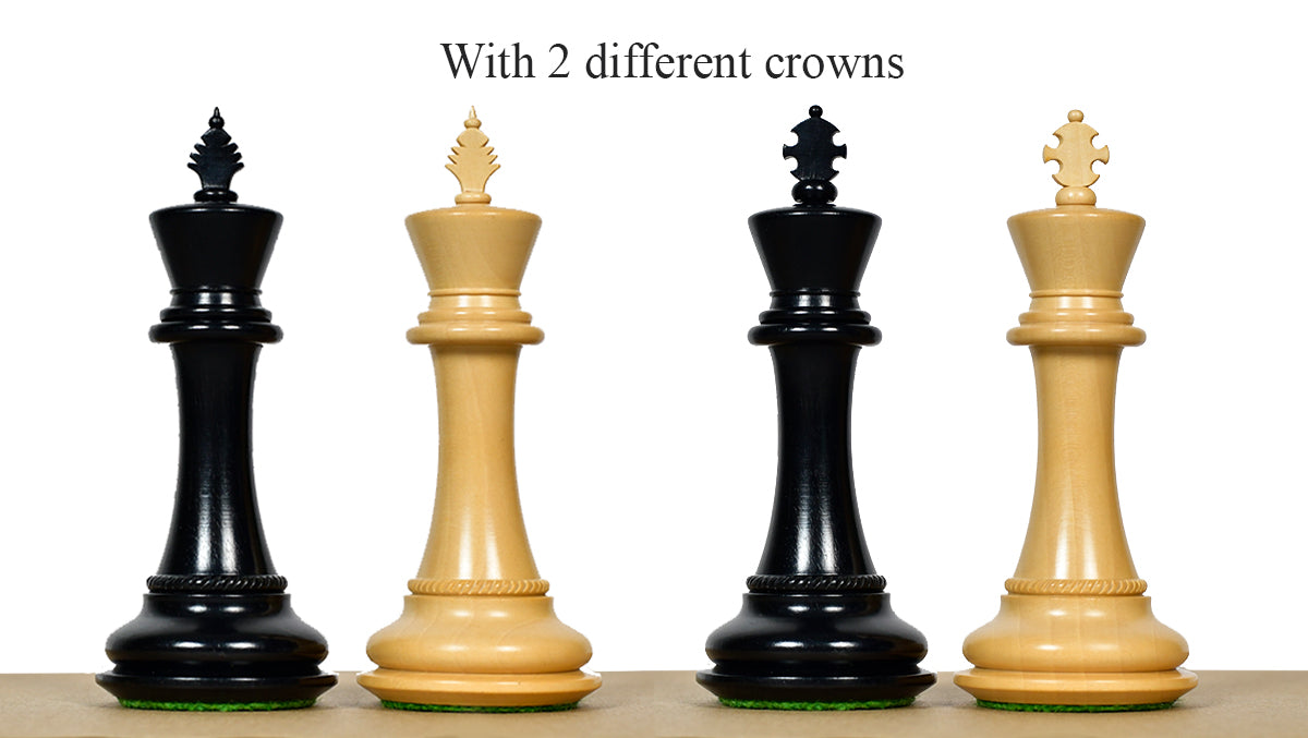 The Mustang Series Wooden Triple Weighted Chess Pieces in Ebony / Boxwood - 4.4" King