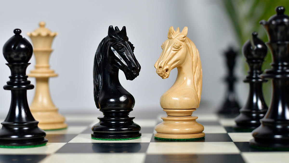 The Monarch’s Gambit Handcrafted Luxury Chess Pieces – in Ebony & Boxwood 4.4" King