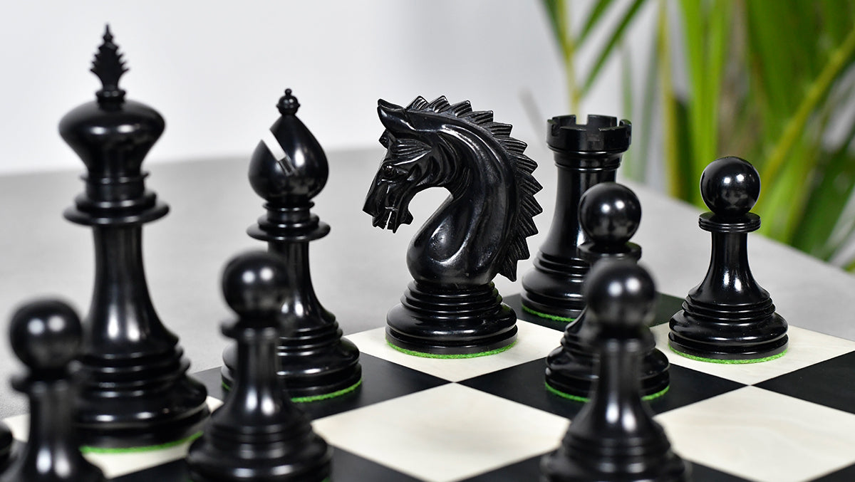 California Chrome Staunton Series Luxury Chess Pieces Version 2.0 in Ebony / Boxwood - 4.25" King