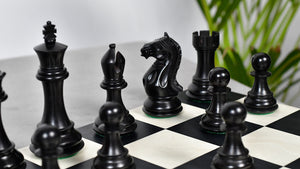 Fierce Knight (Queen's Gambit Series) Staunton Wooden Chess Pieces in Ebonized Boxwood & Box Wood - 4.0" King