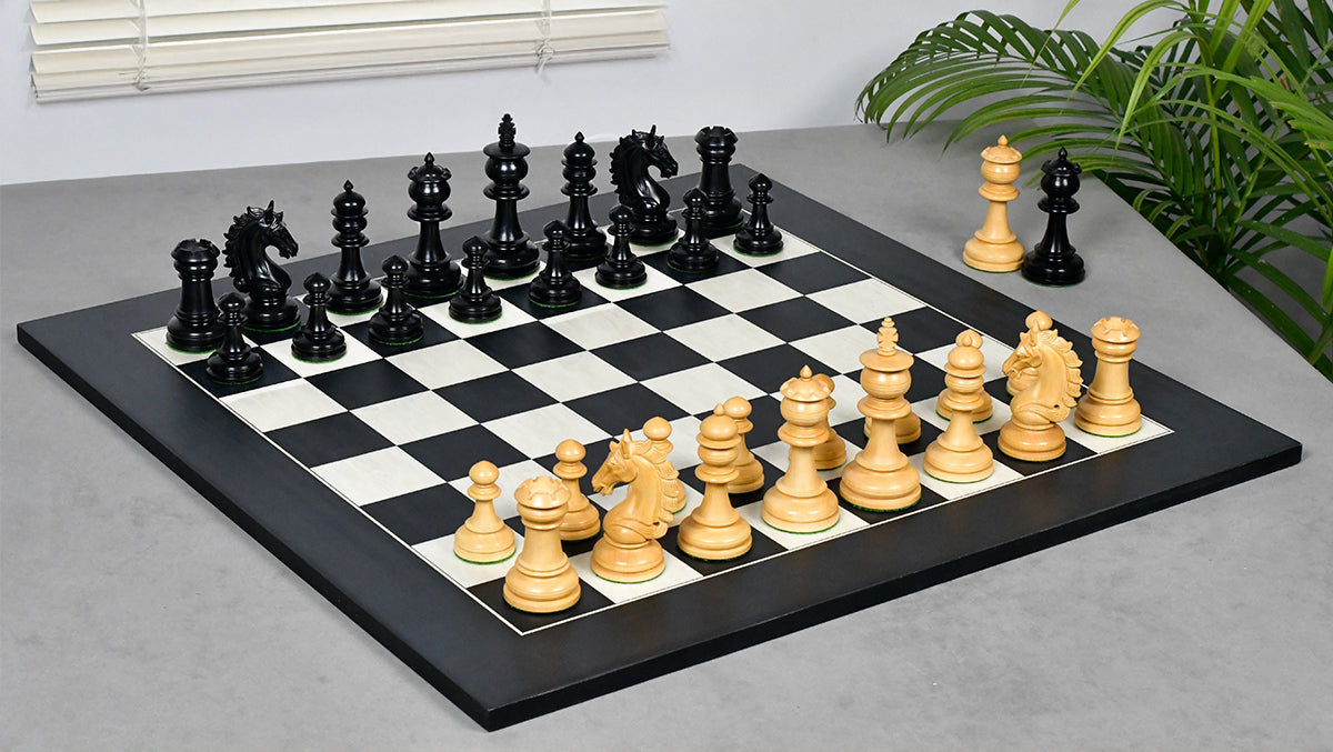 The Artisan Knight Handcrafted Luxury Wooden Chess Pieces In Ebony Wood & Natural Boxwood - 4.4" King